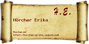 Hörcher Erika névjegykártya