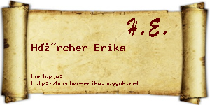 Hörcher Erika névjegykártya